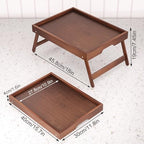 4 Pack Bamboo Bed Tray Table with Folding Legs, Breakfast Trays, Serving Tray for Food and Snack, Laptop Trays, alternate