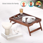 4 Pack Bamboo Bed Tray Table with Folding Legs, Breakfast Trays, Serving Tray for Food and Snack, Laptop Trays, alternate