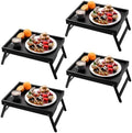 4 Pack Bamboo Bed Tray Table with Folding Legs, Breakfast Trays, Serving Tray, Laptop Trays for Working, Food