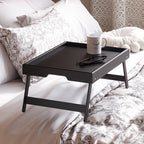 4 Pack Bamboo Bed Tray Table with Folding Legs, Breakfast Trays, Serving Tray, Laptop Trays for Working, Food, alternate view