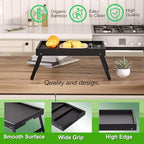 4 Pack Bamboo Bed Tray Table with Folding Legs, Breakfast Trays, Serving Tray, Laptop Trays for Working, Food, alternate view