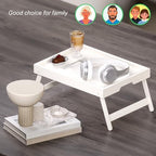 4 Pack Bamboo Bed Tray Table with Folding Legs, Breakfast Trays, Serving Tray for Food and Snack, Laptop Trays, alternate