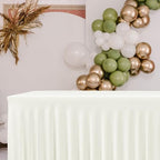 4 Pack Beige Spandex Table Covers 4ft Rectangle Ruffle Skirts for Party in 24x48 Inch| 4 Pack in Butter Cream, alternate view