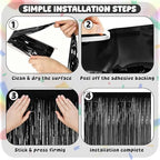 4 Pack Black Foil Fringe Curtain, Halloween Birthday Decorations Backdrop in 3.28 x 6.56 FT in Black, alternate view 4