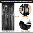 4 Pack Black Halloween Foil Curtain Streamer Decorations, alternate view 2