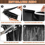4 Pack Black Halloween Foil Curtain Streamer Decorations, alternate view 3