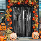 4 Pack Black Halloween Foil Curtain Streamer Decorations, alternate view 7