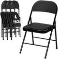 4 Pack Black Padded Folding Chairs with Metal Frame