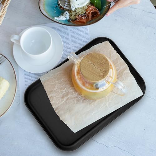 4 Pack Black Plastic Serving Trays for Party Serving Food - Rectangular, 8.66 by 12 in, Heavy Duty Dessert Trays, alternate
