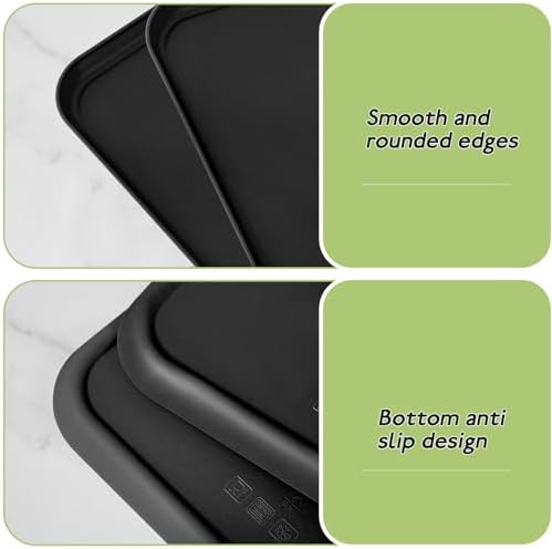 4 Pack Black Plastic Serving Trays for Party Serving Food - Rectangular, 8.66 by 12 in, Heavy Duty Dessert Trays, alternate
