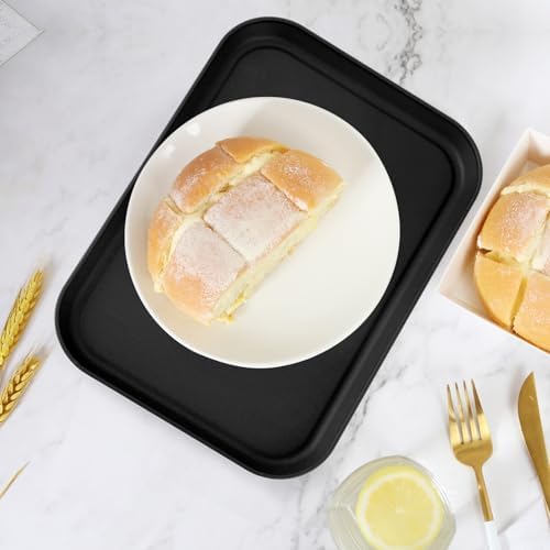 4 Pack Black Plastic Serving Trays for Party Serving Food - Rectangular, 8.66 by 12 in, Heavy Duty Dessert Trays, alternate