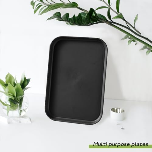 4 Pack Black Plastic Serving Trays for Party Serving Food - Rectangular, 8.66 by 12 in, Heavy Duty Dessert Trays, alternate