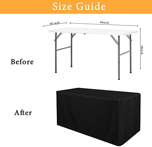 4 Pack Black Tablecloth Fitted Table Clothes for 4 Foot Rectangle Tables - Water Resistant Washable Fabric, alternate view 3