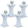 4 Pack Blue Floral Stretch Cocktail Table Covers, 32'' x 43''