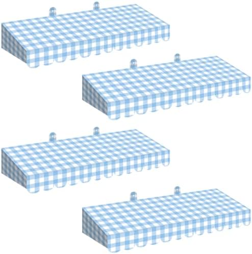 4 Pack Blue Gingham Cardboard Circus Awning, 3D Paper Awning