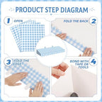 4 Pack Blue Gingham Cardboard Circus Awning, 3D Paper Awning, alternate view 3