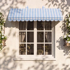 4 Pack Blue Gingham Cardboard Circus Awning, 3D Paper Awning, alternate view 6