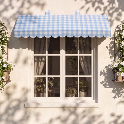 4 Pack Blue Gingham Cardboard Circus Awning, 3D Paper Awning, alternate view 6