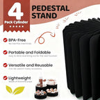 4 Pack Buffet Risers, FOLDABLE Accordion Food Display Risers for Dessert Table, Dessert Table Display Set, White, alternate