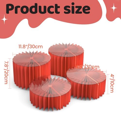 4 Pack Buffet Risers, Foldable Accordion Food Display Risers with Acrylic Disc, Dessert Table Display Set, alternate view 3
