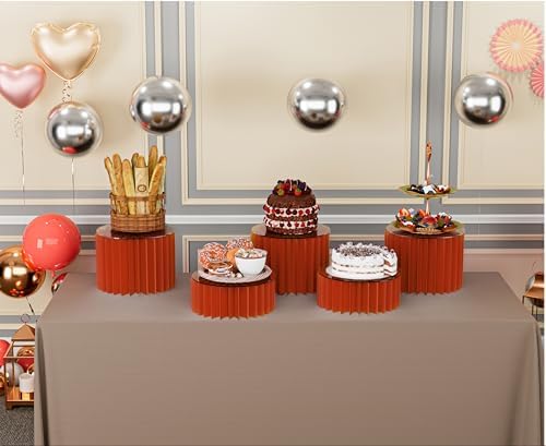 4 Pack Buffet Risers, Foldable Accordion Food Display Risers with Acrylic Disc, Dessert Table Display Set, alternate view 6