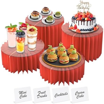 4 Pack Buffet Risers Food Risers for Buffet Table Acrylic Risers Display Stands Tall Cake Stands Cylinder Stands