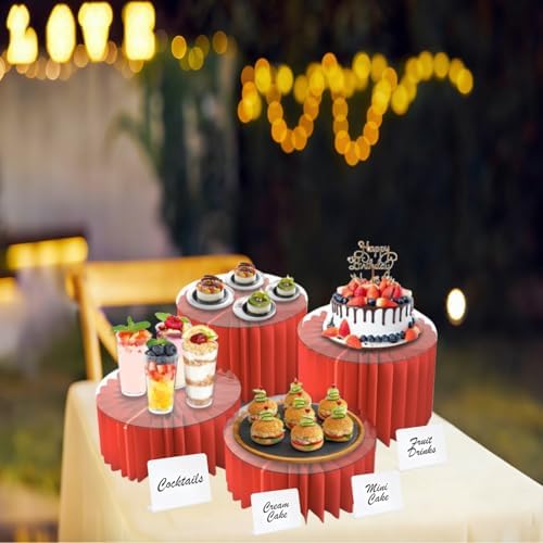 4 Pack Buffet Risers Food Risers for Buffet Table Acrylic Risers Display Stands Tall Cake Stands Cylinder Stands, alternate