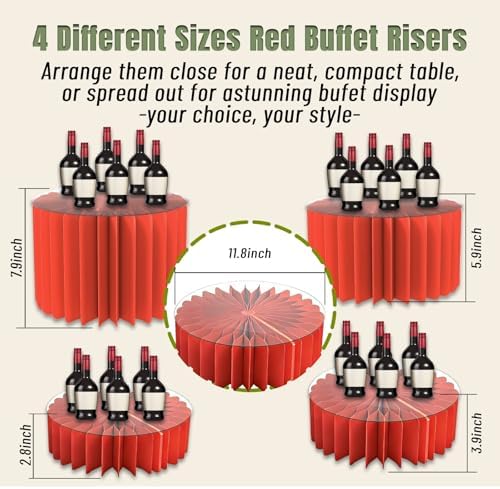 4 Pack Buffet Risers Food Risers for Buffet Table Acrylic Risers Display Stands Tall Cake Stands Cylinder Stands, alternate
