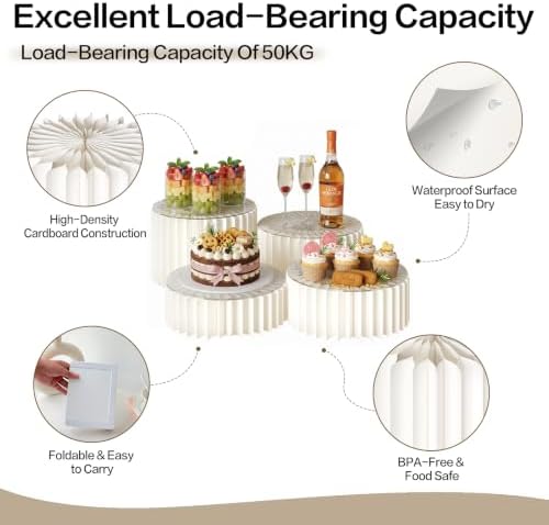 4 Pack Buffet Risers, Food Risers for Buffet Table, Reusable Foldable Display Risers for Party Catering Dessert, alternate