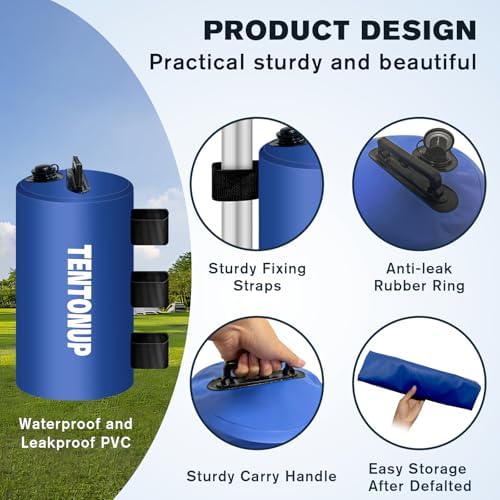 4 Pack Canopy Water Weight Bag, 88 LBS Water Tent Weights Set of 4 Leg Weights for Gazebo, Pop Up Canopy, alternate view 6