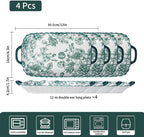 4 Pack Ceramic Platter with Handles, Square plate (green rose II) in green rose II, alternate view 3