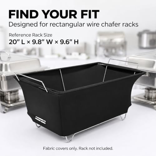 4 Pack Chafer Wind Guard Covers for Chafing Dish Wire Racks, Stretch Fabric Buffet Warmer Stand Covers, alternate view 3