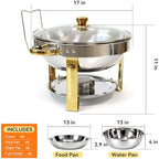 4-Pack Chafing Dishes for Buffet, 6QT 304 Stainless Steel Chafing Dish Buffet Set with Glass Lid, Complete Food, alternate