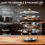 4-Pack Chafing Dishes for Buffet, 6QT 304 Stainless Steel Chafing Dish Buffet Set with Glass Lid, Complete Food, alternate