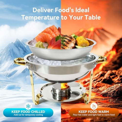 4-Pack Chafing Dishes for Buffet, 6QT 304 Stainless Steel Chafing Dish Buffet Set with Glass Lid, Complete Food, alternate