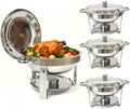 4-Pack Chafing Dishes for Buffet,6QT 304 Stainless Steel Round Chafing Dish Buffet Set - Complete Food Warmers