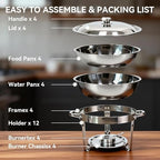 4-Pack Chafing Dishes for Buffet,6QT 304 Stainless Steel Round Chafing Dish Buffet Set - Complete Food Warmers, alternate