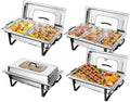 4 Pack Chafing Dishes for Buffet 7 Pan, 9QT Stainless Steel Chafing Dish Buf FET Set with Upgraded Glass Lid