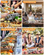 4 Pack Chafing Dishes for Buffet, Stainless Steel Catering Chafer with Lids, Pans & Fuel Holder, 8QT Food, alternate view 6