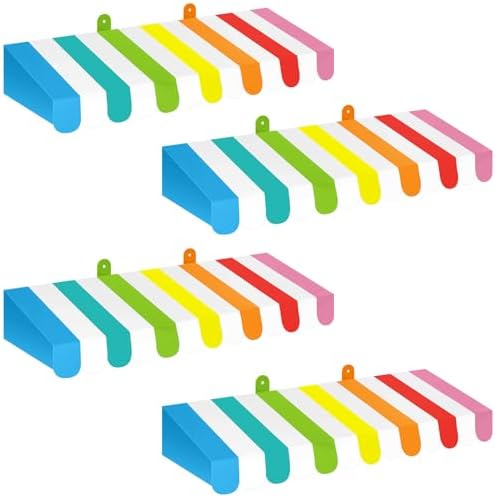 4 Pack Circus Awning Decoration Carnival Rainbow Cardboard Awning