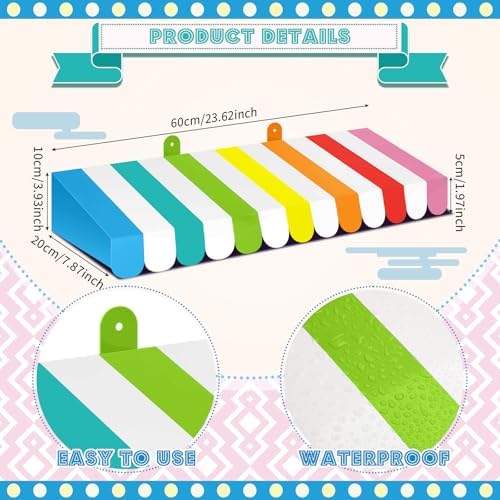 4 Pack Circus Awning Decoration Carnival Rainbow Cardboard Awning, alternate view 2