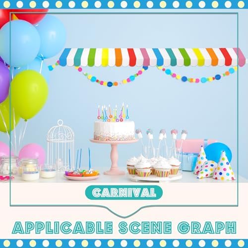 4 Pack Circus Awning Decoration Carnival Rainbow Cardboard Awning, alternate view 5