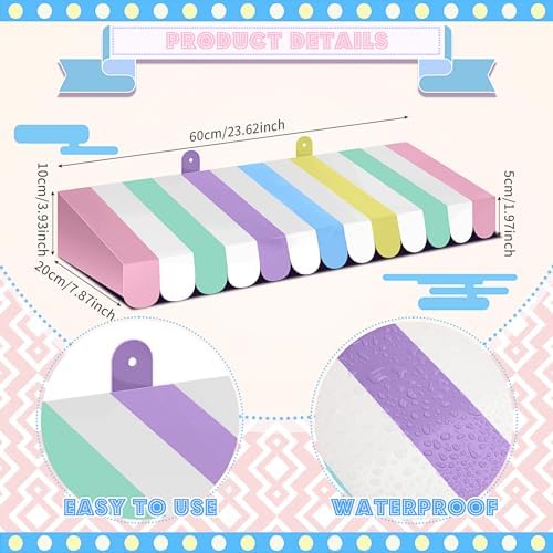 4 Pack Circus Awning Decoration, Striped Style, Pastel Color in Pastel Color, alternate view 2