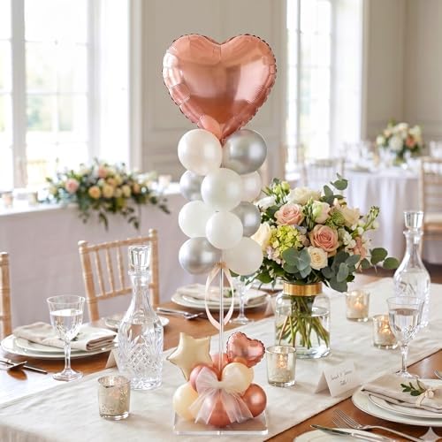 4 Pack Clear Acrylic Balloon Stands for Table, Adjustable Height 11.8/23.6 Inch, Reusable Balloon Centerpieces, alternate