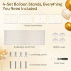 4 Pack Clear Acrylic Balloon Stands for Table, Adjustable Height 11.8/23.6 Inch, Reusable Balloon Centerpieces, alternate
