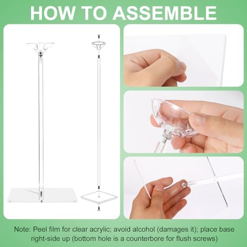 4 Pack Clear Acrylic Balloon Stands for Table, Reusable 23.6 Inch, Balloon Stick with Base Centerpieces Holders, alternate