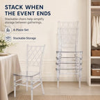4 Pack Clear Dining Chairs, Modern Polycarbonate Side Chair for Banquet wed, alternate view 4