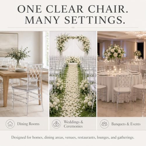 4 Pack Clear Dining Chairs, Modern Polycarbonate Side Chair for Banquet wed, alternate view 5