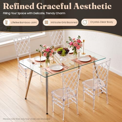 4 Pack Clear Dining Chairs, Modern Polycarbonate Side Chair for Banquet wed, alternate view 6