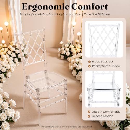 4 Pack Clear Dining Chairs, Modern Polycarbonate Side Chair for Banquet wed, alternate view 7